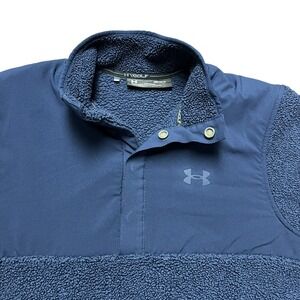 Under Armour Mens‎ Medium Golf Fleece Pullover 1/4 Snap Sweater Jacket Navy Blue
